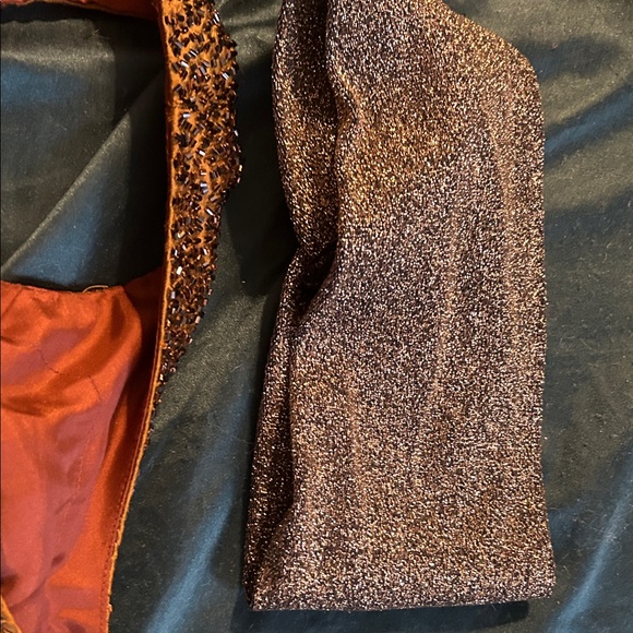 100% silk gold beaded sequined Mike Benet size UK 8 or us 4 & Gold knot headband - Picture 6 of 13